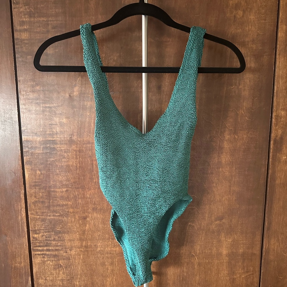 Bond-Eye Ribbed Teal One Piece Swimsuit